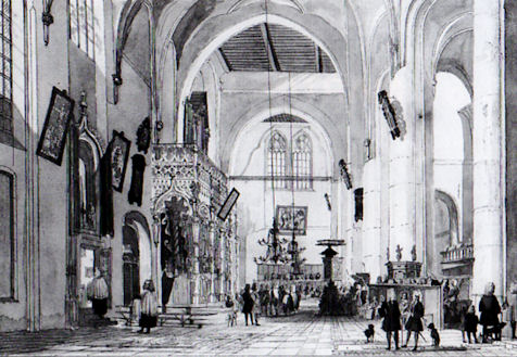 Alte Innenansicht von Jan de Beyer, um 1735